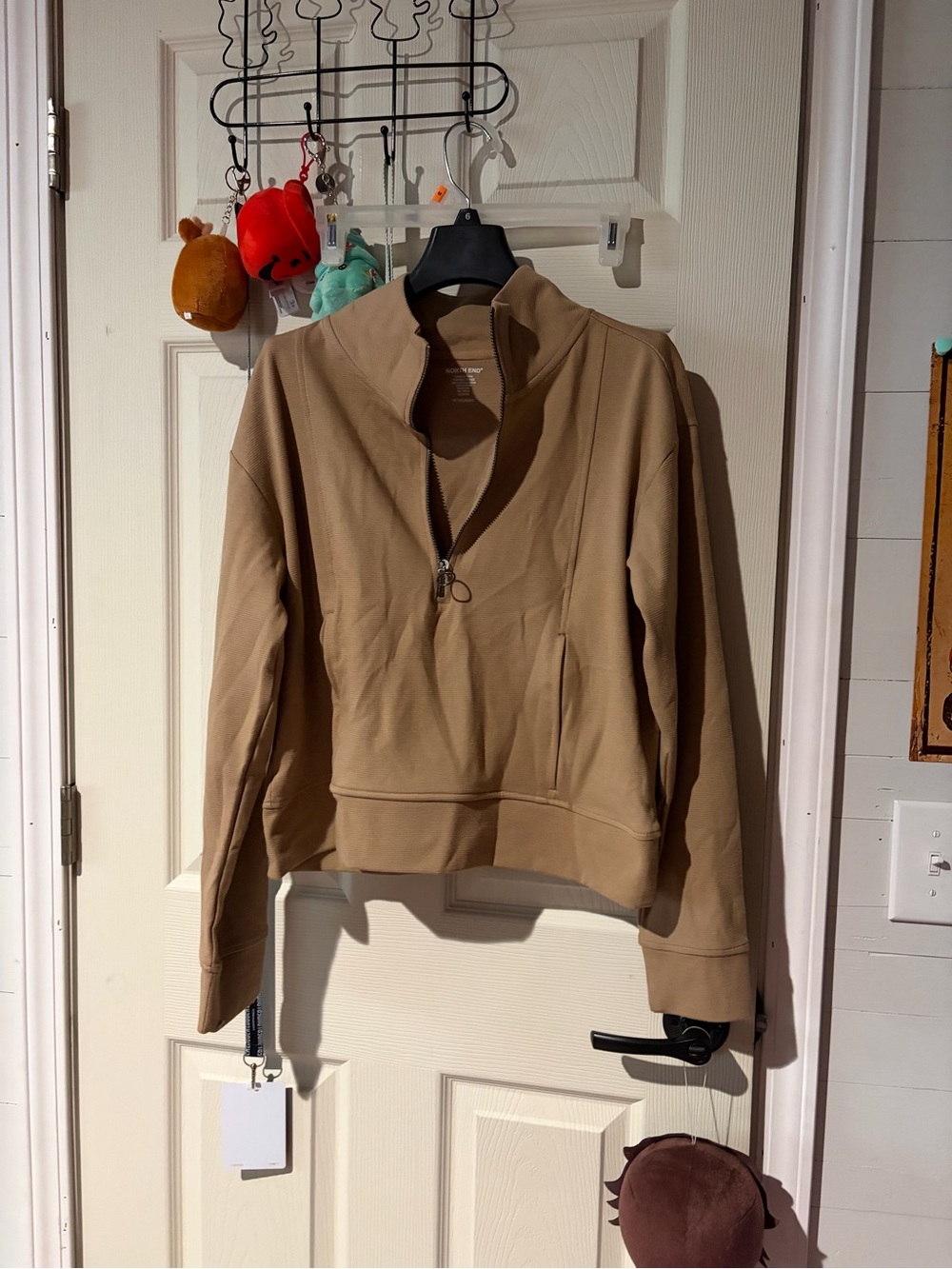 Women's Tan Quarter-Zip Pullover Jacket